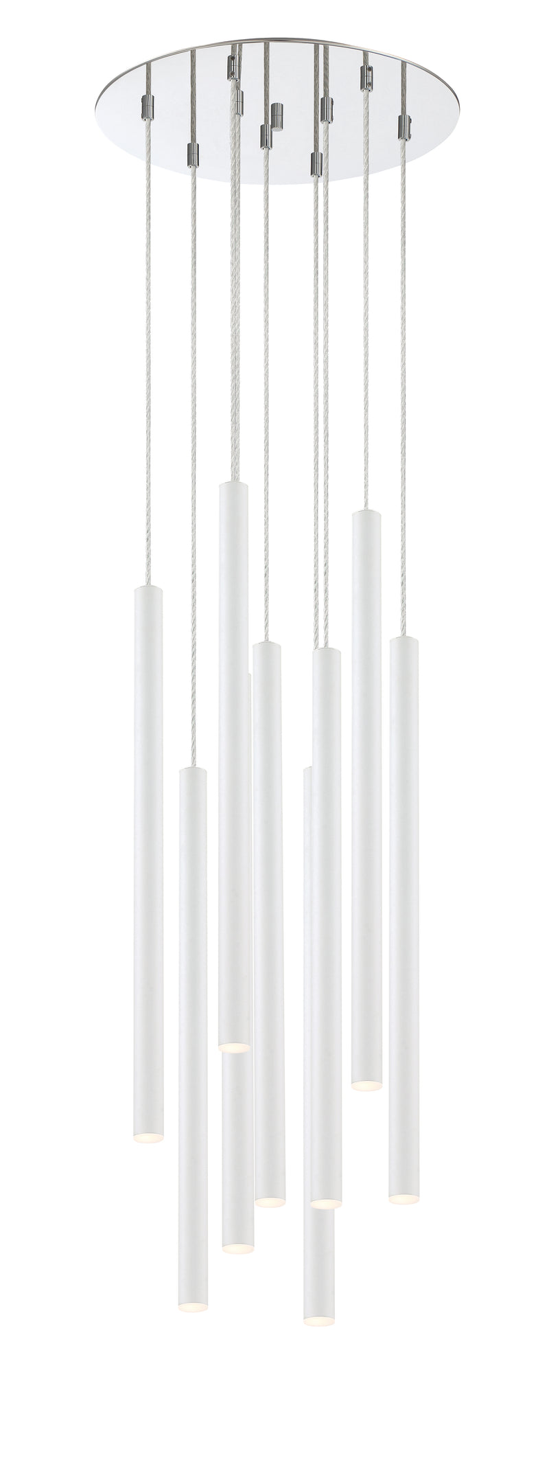 Forest 9 Light 16" Pendant, 24" Tall in Matte White