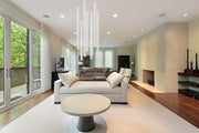 Forest 9 Light 16" Pendant, 24" Tall in Matte White in a room setting
