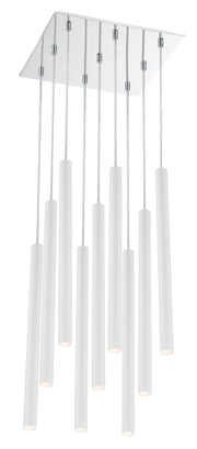 Forest 9 Light 14" Pendant, 24" Tall in Matte White