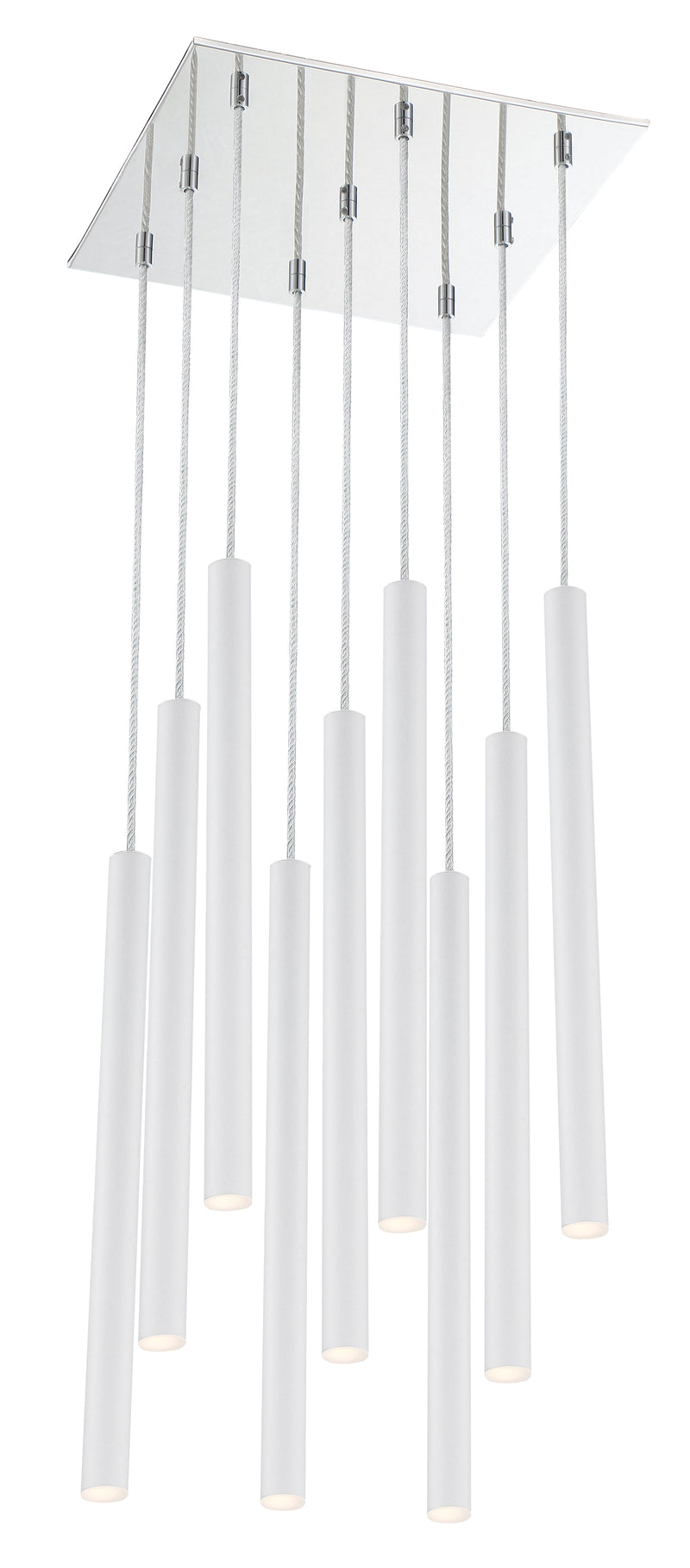 Forest 9 Light 14" Pendant, 24" Tall in Matte White