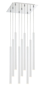 Forest 9 Light 14" Pendant, 24" Tall in Matte White