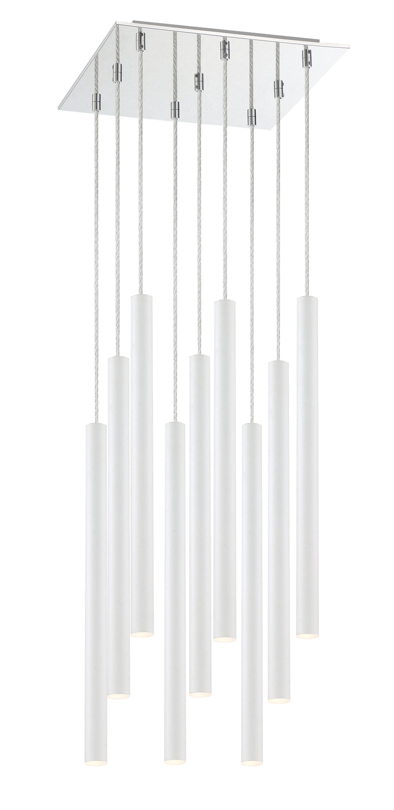 Forest 9 Light 14" Pendant, 24" Tall in Matte White