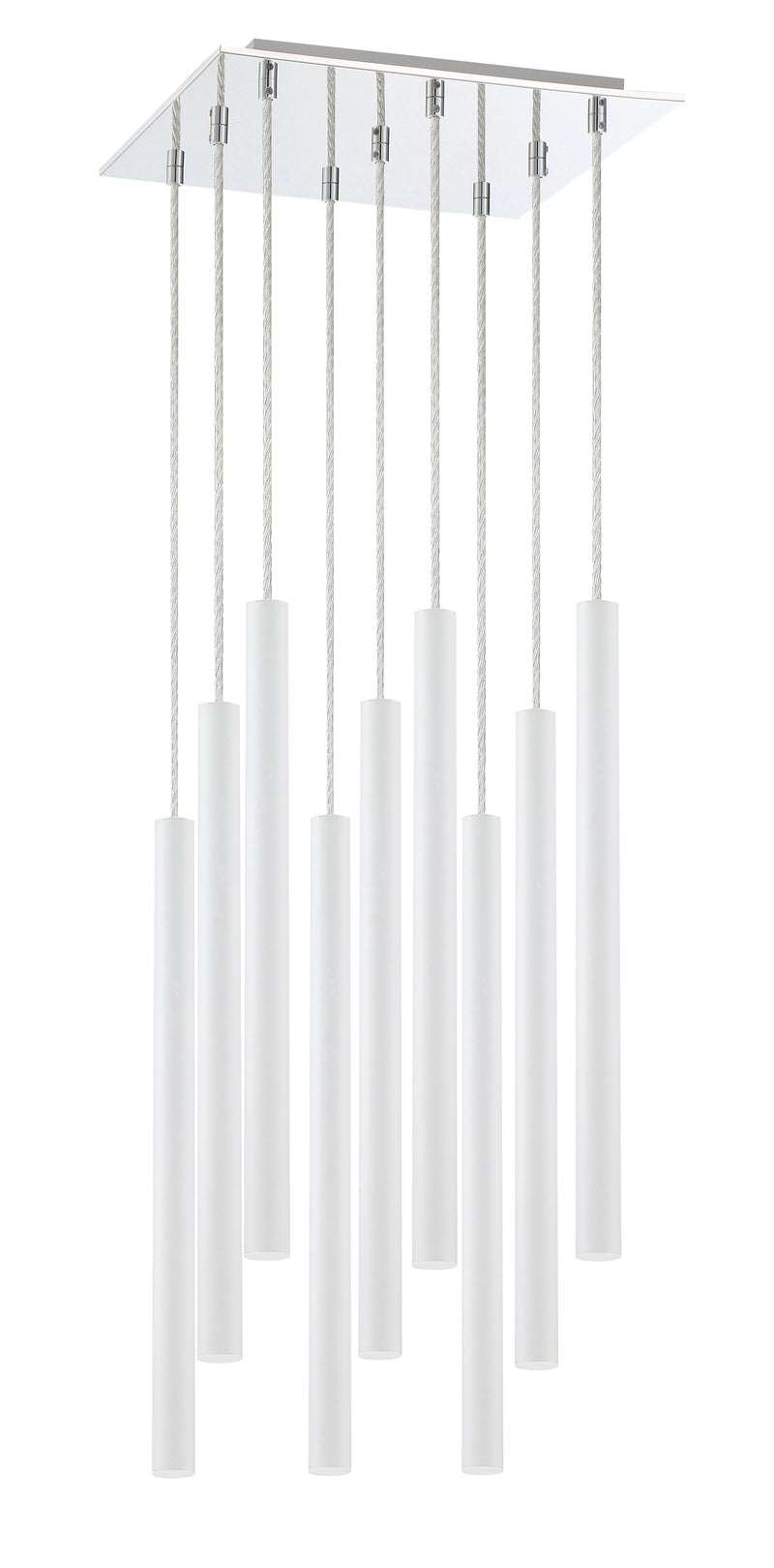 Forest 9 Light 14" Pendant, 24" Tall in Matte White