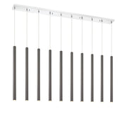 Forest 10 Light 56.5" Linear Pendant, 24" Tall in Pearl Black