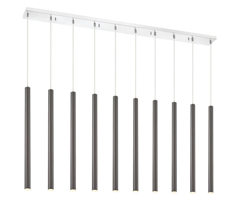 Forest 10 Light 56.5" Linear Pendant, 24" Tall in Pearl Black