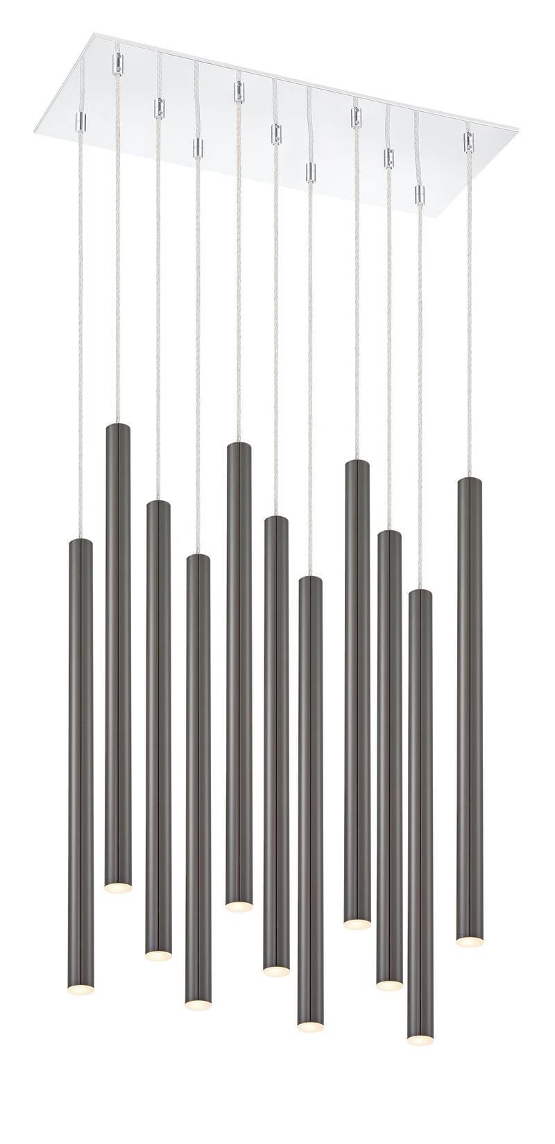 Forest 11 Light 9.75" Pendant, 24" Tall in Pearl Black