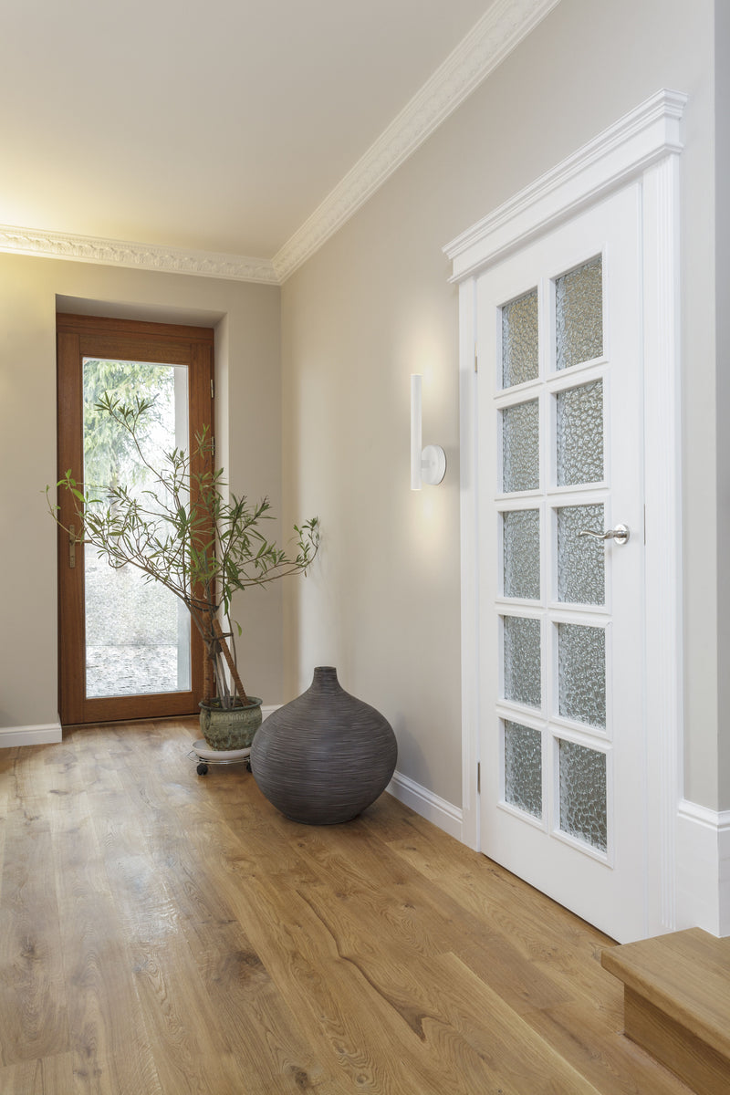 Forest 2 Light 4.75" Wall Sconce, 13.75" Tall in Matte White in a room setting