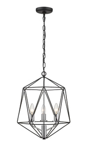 Geo 3 Light 14.25" Chandelier in Matte Black + Chrome