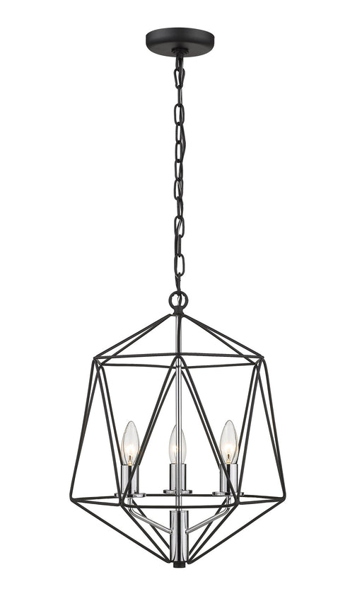 Geo 3 Light 14.25" Chandelier in Matte Black + Chrome