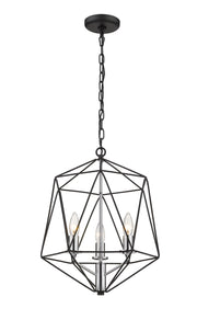 Geo 3 Light 14.25" Chandelier in Matte Black + Chrome