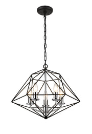 Geo 3 Light 14.25" Chandelier in Matte Black + Chrome