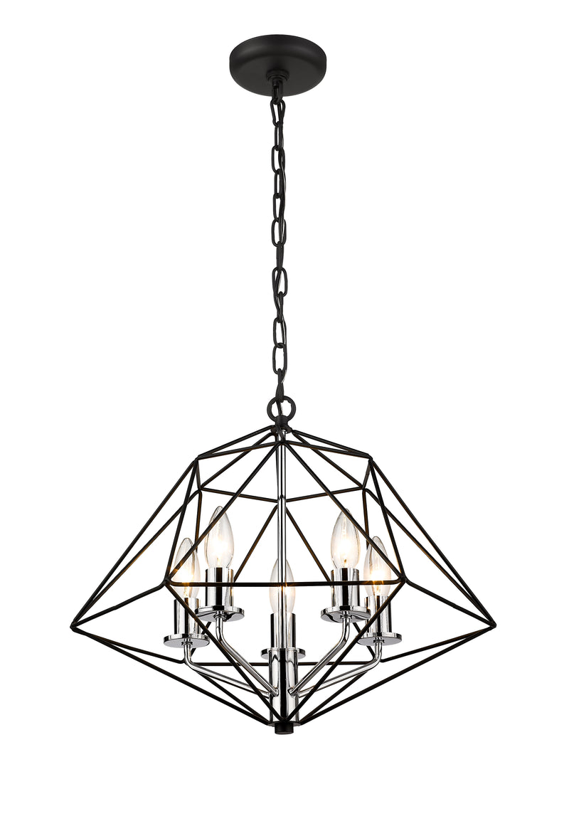 Geo 3 Light 14.25" Chandelier in Matte Black + Chrome