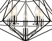 Geo 3 Light 14.25" Chandelier in Matte Black + Chrome