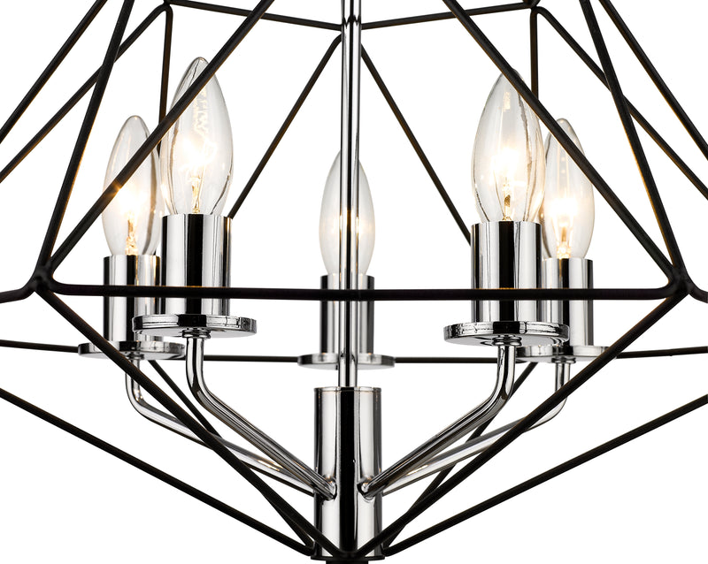 Geo 3 Light 14.25" Chandelier in Matte Black + Chrome