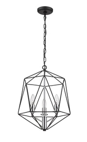 Geo 3 Light 14.25" Chandelier in Matte Black + Chrome