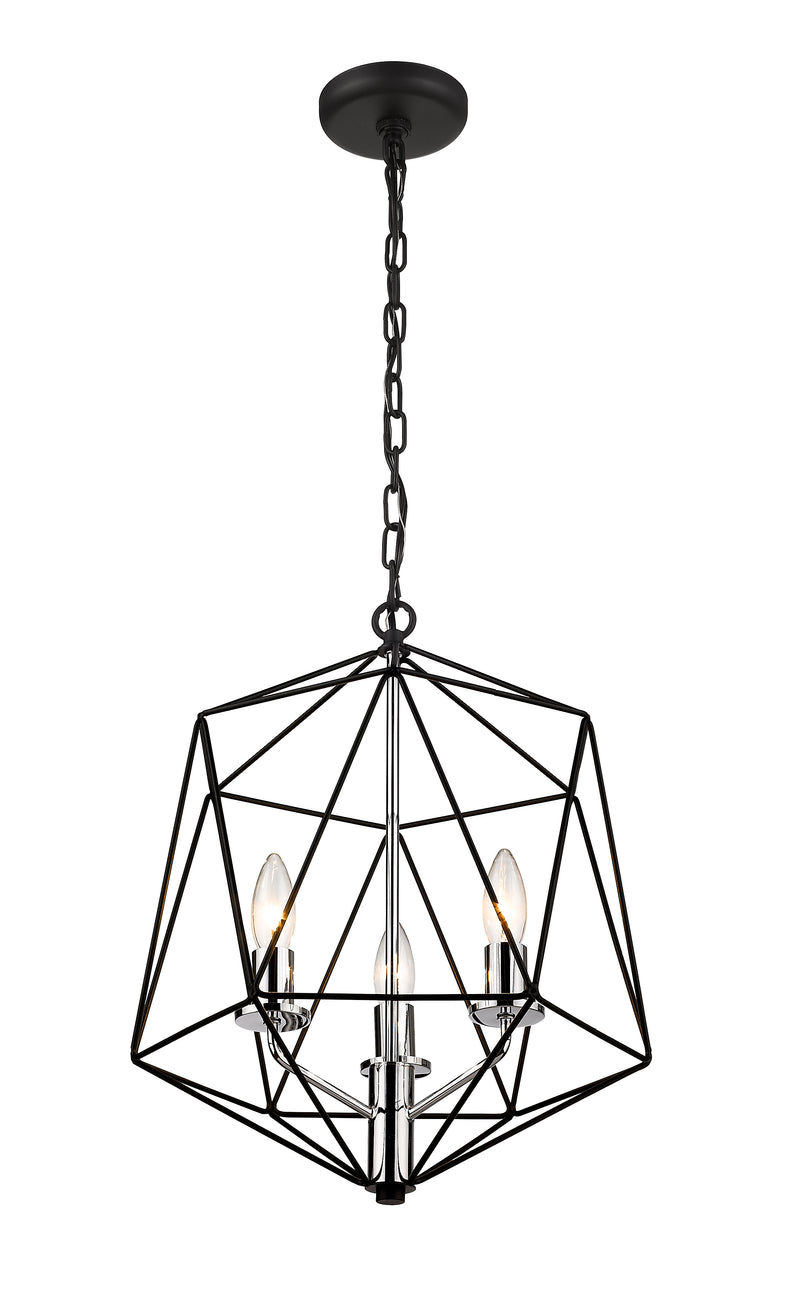 Geo 5 Light 18" Chandelier in Matte Black + Chrome