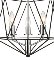 Geo 5 Light 18" Chandelier in Matte Black + Chrome