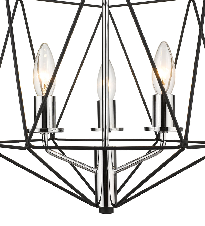 Geo 5 Light 18" Chandelier in Matte Black + Chrome