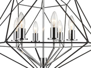 Geo 6 Light 22.25" Chandelier in Matte Black + Chrome