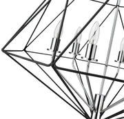 Geo 6 Light 30" Chandelier in Matte Black + Chrome