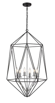 Geo 6 Light 21.5" Chandelier in Matte Black + Chrome