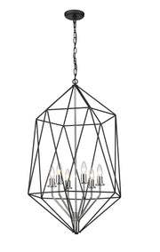 Geo 6 Light 21.5" Chandelier in Matte Black + Chrome