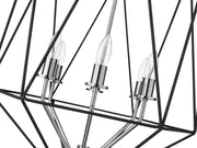 Geo 6 Light 21.5" Chandelier in Matte Black + Chrome