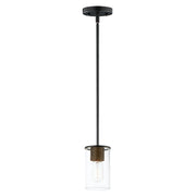 Sleek 1 Light Mini Pendant in Antique Brass / Black