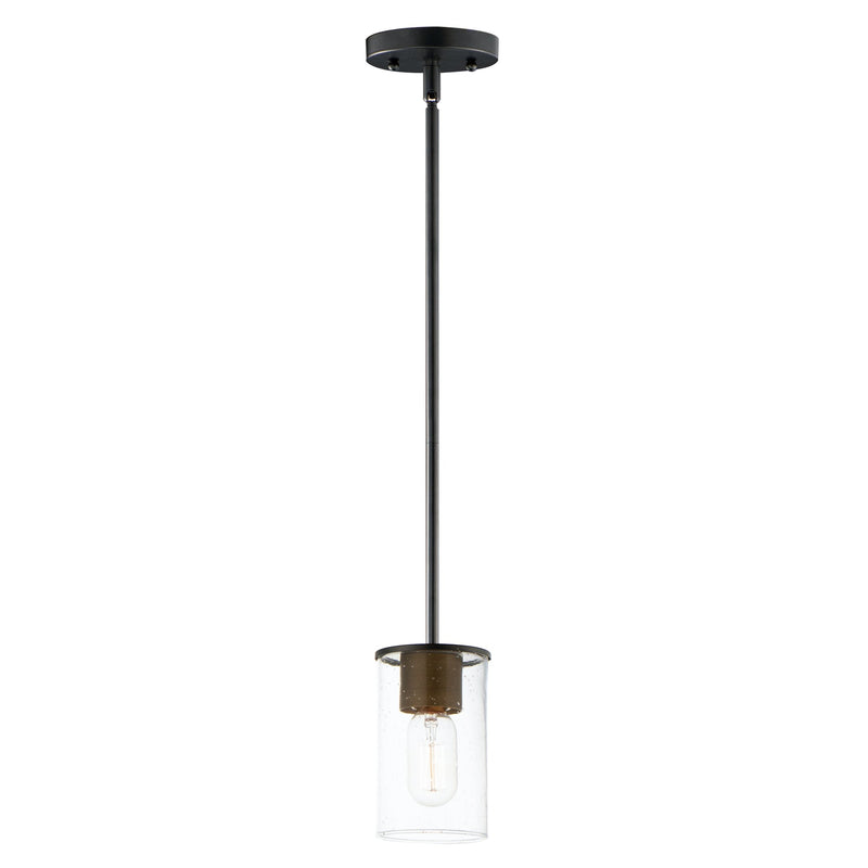 Sleek 1 Light Mini Pendant in Antique Brass / Black