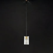 Sleek 1 Light Mini Pendant in Antique Brass / Black