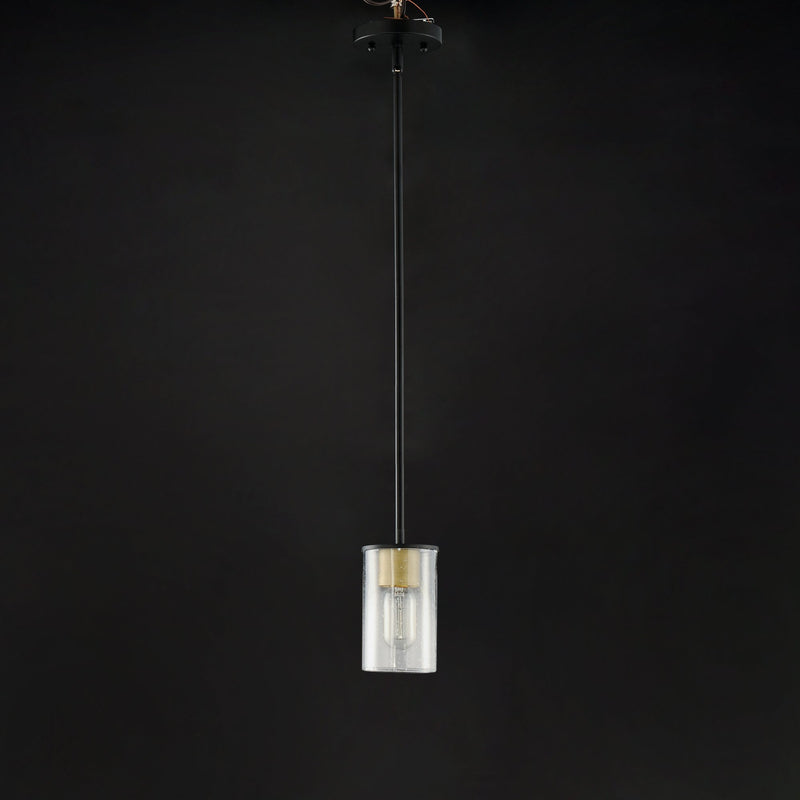 Sleek 1 Light Mini Pendant in Antique Brass / Black
