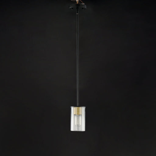 Sleek 1 Light Mini Pendant in Antique Brass / Black