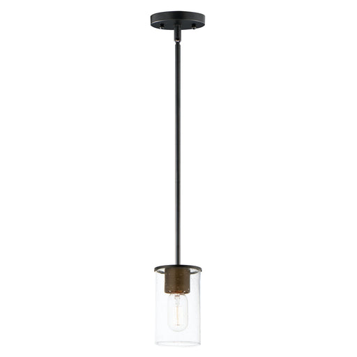 Sleek 1 Light Mini Pendant in Antique Brass / Black