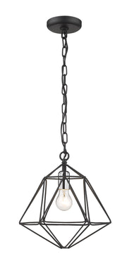 Geo 1 Light 11.75" Pendant in Matte Black + Chrome