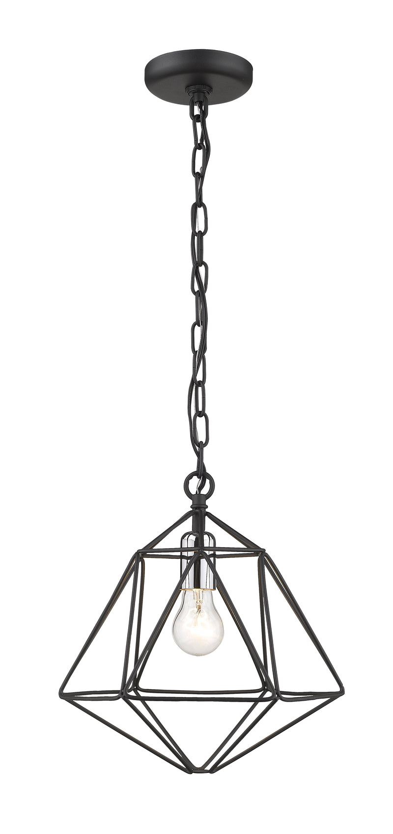 Geo 1 Light 11.75" Pendant in Matte Black + Chrome