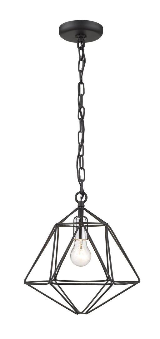 Geo 1 Light 11.75" Pendant in Matte Black + Chrome