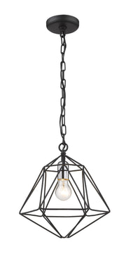 Geo 1 Light 11.75" Pendant in Matte Black + Chrome