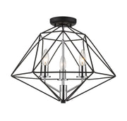 Geo 3 Light 18" Semi Flush Mount in Matte Black + Chrome