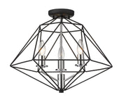 Geo 3 Light 18" Semi Flush Mount in Matte Black + Chrome
