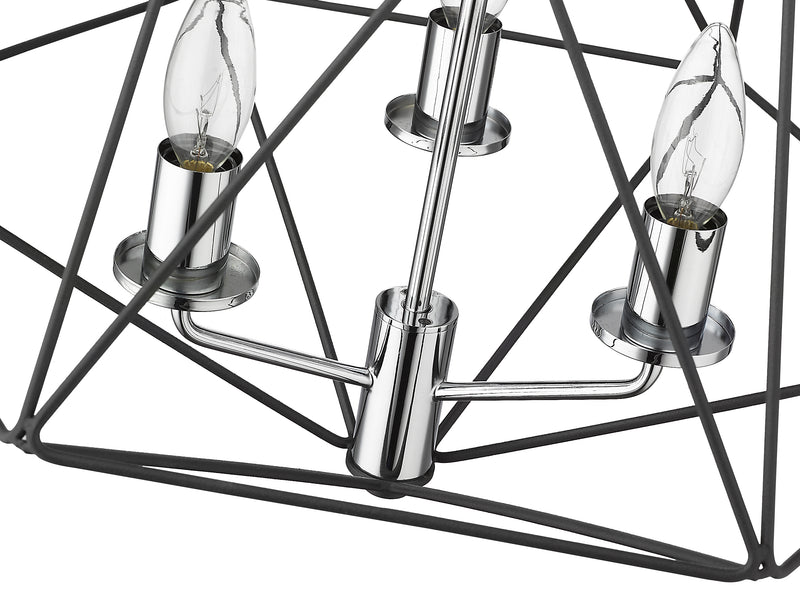 Geo 3 Light 18" Semi Flush Mount in Matte Black + Chrome