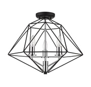 Geo 3 Light 18" Semi Flush Mount in Matte Black + Chrome