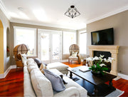 Geo 3 Light 18" Semi Flush Mount in Matte Black + Chrome in a room setting