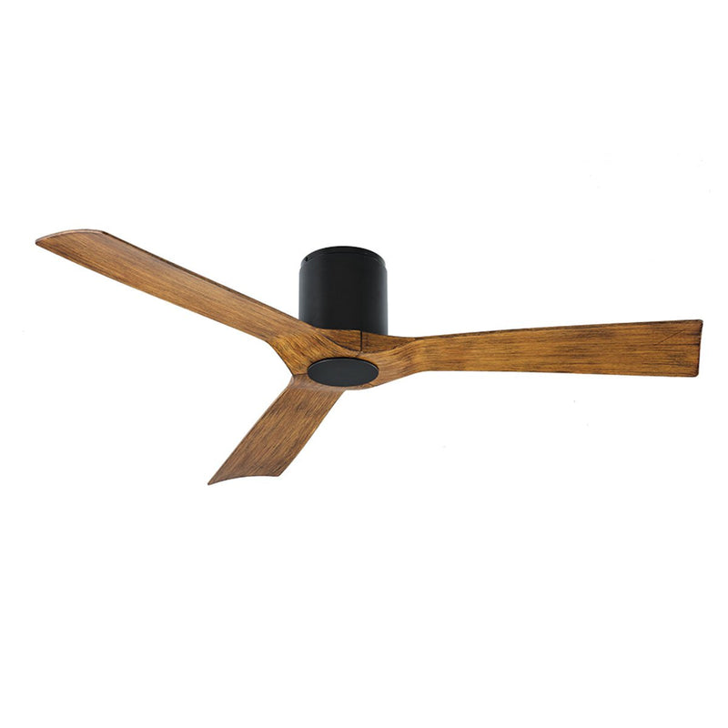 Aviator 54" Outdoor Flush Mount Ceiling Fan in Matte Black / Distressed Koa