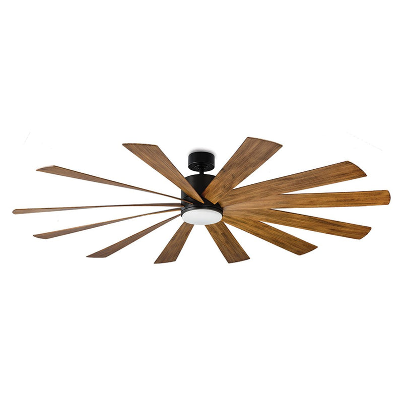 Windflower 80" Outdoor Ceiling Fan with Light in Matte Black / Distressed Koa