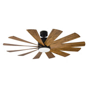 Windflower 60" Outdoor Ceiling Fan with Light in Matte Black / Distressed Koa