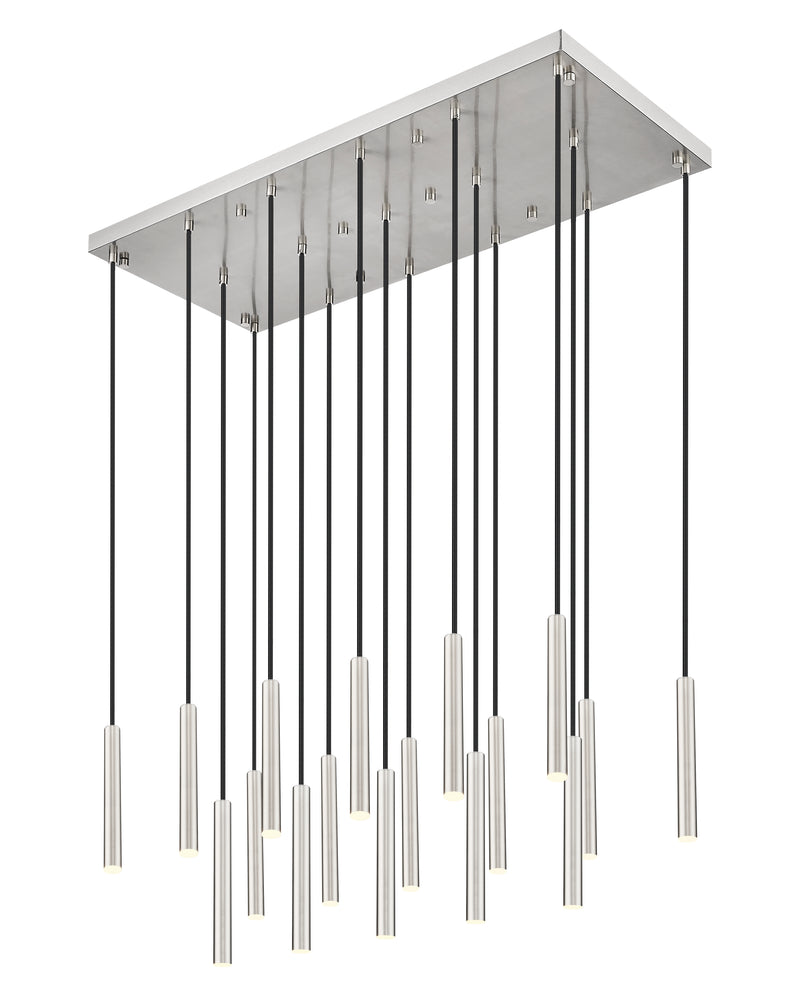 Forest 17 Light 42" Linear Pendant, 12" Tall in Brushed Nickel