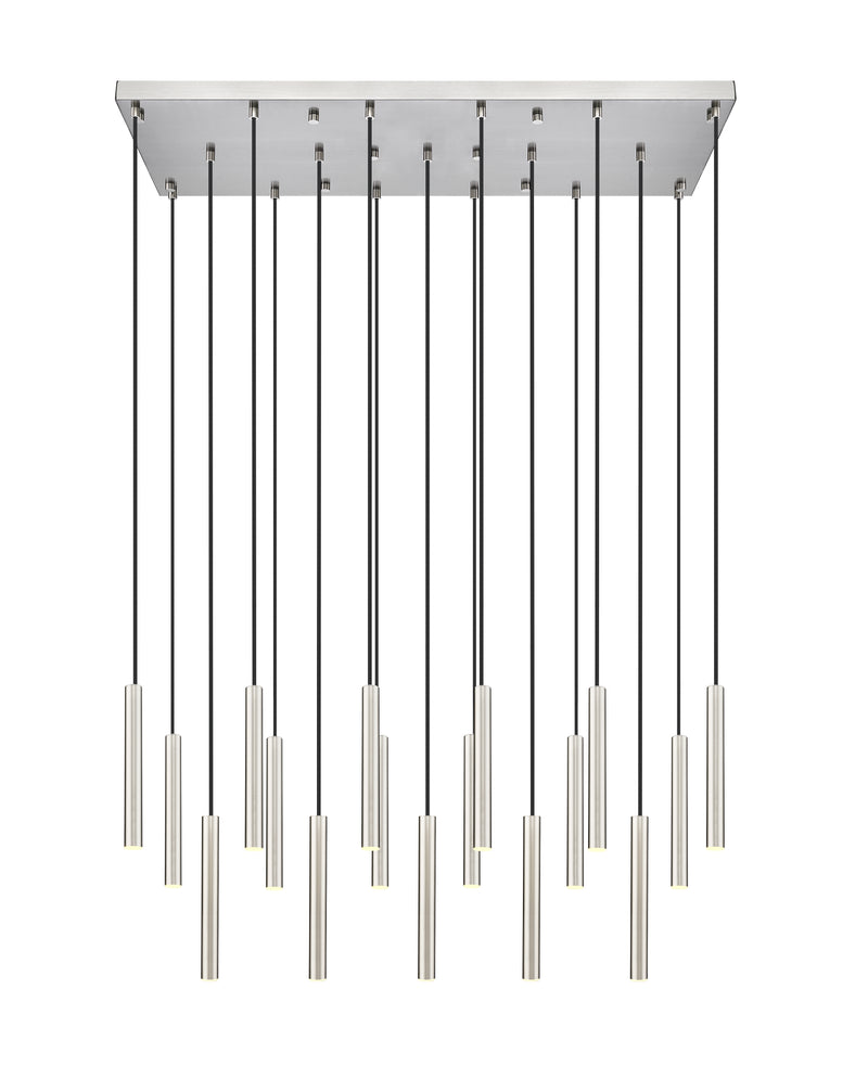 Forest 17 Light 42" Linear Pendant, 12" Tall in Brushed Nickel