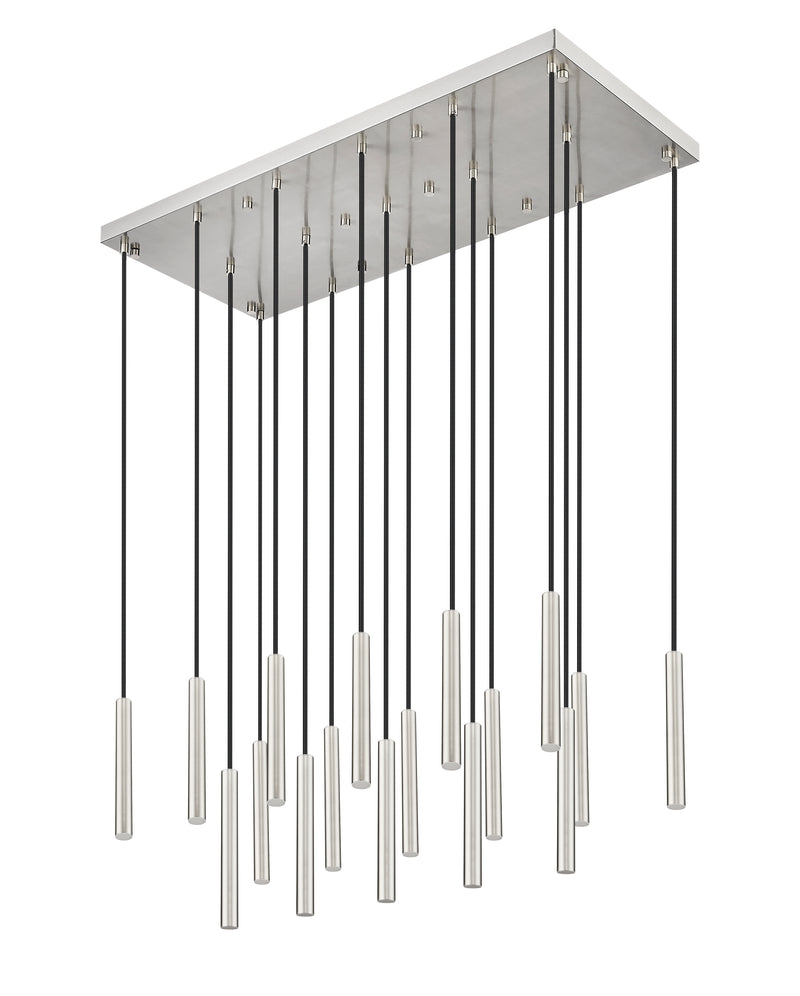 Forest 17 Light 42" Linear Pendant, 12" Tall in Brushed Nickel