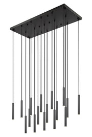 Forest 17 Light 42" Linear Pendant, 12" Tall in Matte Black