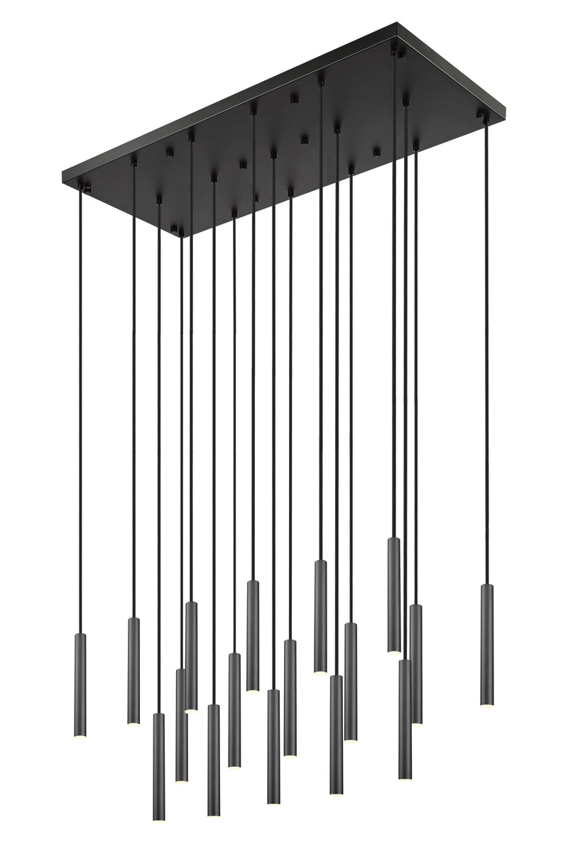 Forest 17 Light 42" Linear Pendant, 12" Tall in Matte Black
